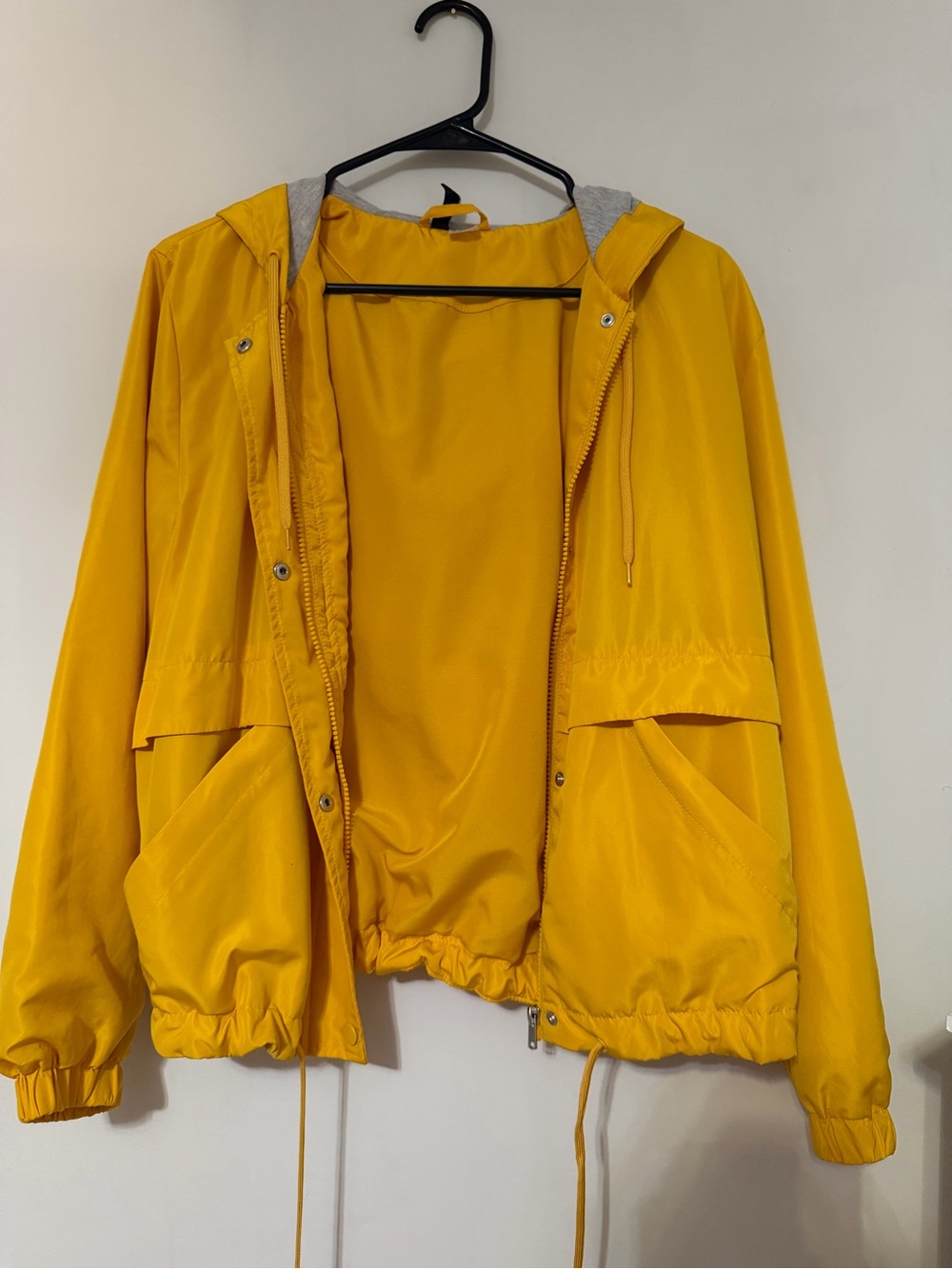 Yellow Hooded Windbreaker Jacket